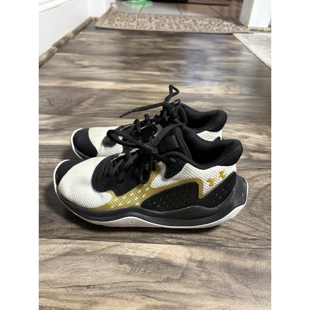 Under Armour Jet '23 Boys Size 5.5Y Black White Gold Basketball Shoes Sneakers - Picture 5 of 9
